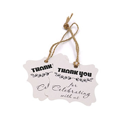 Thank You for Celebrating with Us,Original Design 100PCS Kraft Paper Tag Gifts Papers Wedding Favor Gift Tags with 100 Feet Jute Twine - G2plus