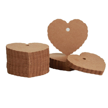 Brown Gift Tags, G2PLUS 100PCS Kraft Paper Gift Tags Wedding Favor Kraft Hang Tag Bonbonniere Favor Gift Tags with Jute Twine 30 Meters Long for DIY Crafts & Price Tags (Heart Shape-Brown) - G2plus