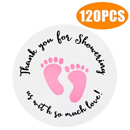 Original Design 120PCS Baby Shower Stickers,Thanks for Showering us,1.5inch Girl Boy & Gender Neutral Round Shower Stickers - G2plus