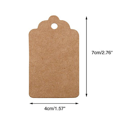 Price Tags, Kraft Paper Gift Tags 100 PCS Paper Tags with 100 Feet Jute String for Arts and Crafts, Wedding Christmas Day Thanksgiving,7 cm X 4 cm - G2plus