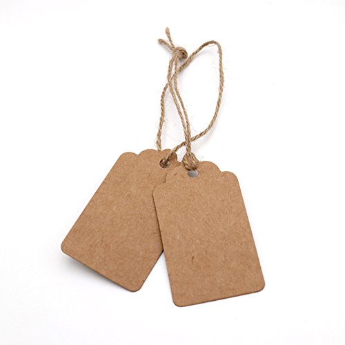 Price Tags, Kraft Paper Gift Tags 100 PCS Paper Tags with 100 Feet Jute String for Arts and Crafts, Wedding Christmas Day Thanksgiving,7 cm X 4 cm - G2plus