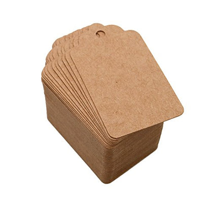 Price Tags, Kraft Paper Gift Tags 100 PCS Paper Tags with 100 Feet Jute String for Arts and Crafts, Wedding Christmas Day Thanksgiving,7 cm X 4 cm - G2plus