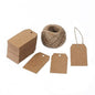 100 PCS Kraft Gift Tags 2.7’’x 1.5’’ Brown Craft Tags with String Blank Hang Tags with 100 Feet Jute Twine - G2plus