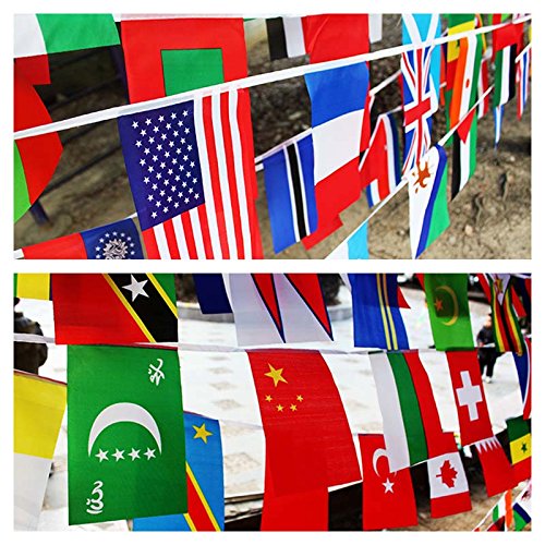 International Flags, G2PLUS 164 Feet 8.2'' x 5.5'' World Flags, 200 Countries Olympic Flags Pennant Banner for Bar, Party Decorations, Sports Clubs, Grand Opening, Festival Events Celebration - G2plus