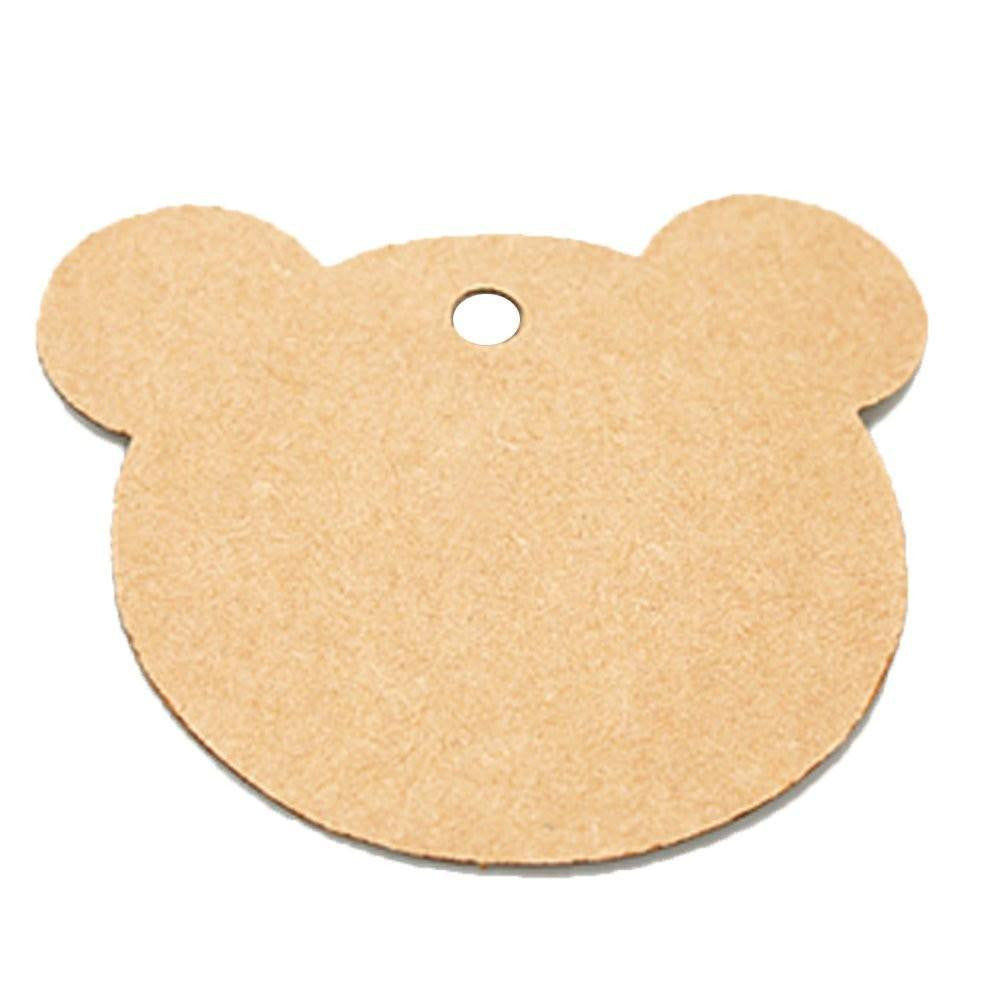 100 PCS Kraft Gift Tags Bear Shaped Brown Favor Tags with 100 Feet Jute Twine - G2plus