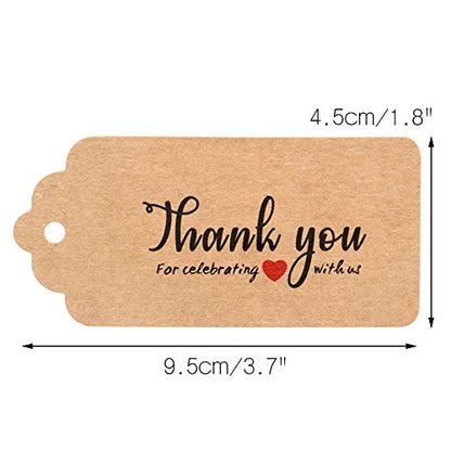 Thank You for Celebrating with US,Original Design Kraft Paper Tags,100PCS Brown Tags Perfect for Baby Shower, Wedding and Party Favor - G2plus