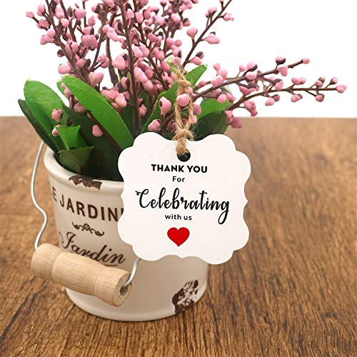 Thank You for Celebrating with US,Original Design 100PCS Paper Gift Tags Square Thanks Label with Red Hearts for Baby Shower, Bridal Wedding, Anniversary Celebration  Product ID:  723260887852 - G2plus