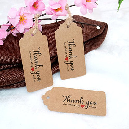 Thank You for Celebrating with US,Original Design Kraft Paper Tags,100PCS Brown Tags Perfect for Baby Shower, Wedding and Party Favor - G2plus