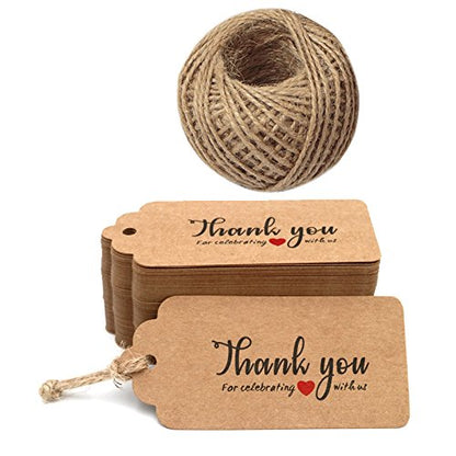 Thank You for Celebrating with US,Original Design Kraft Paper Tags,100PCS Brown Tags Perfect for Baby Shower, Wedding and Party Favor - G2plus