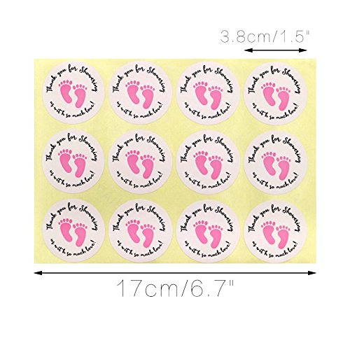 Original Design 120PCS Baby Shower Stickers,Thanks for Showering us,1.5inch Girl Boy & Gender Neutral Round Shower Stickers - G2plus