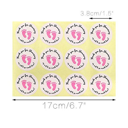 Original Design 120PCS Baby Shower Stickers,Thanks for Showering us,1.5inch Girl Boy & Gender Neutral Round Shower Stickers - G2plus