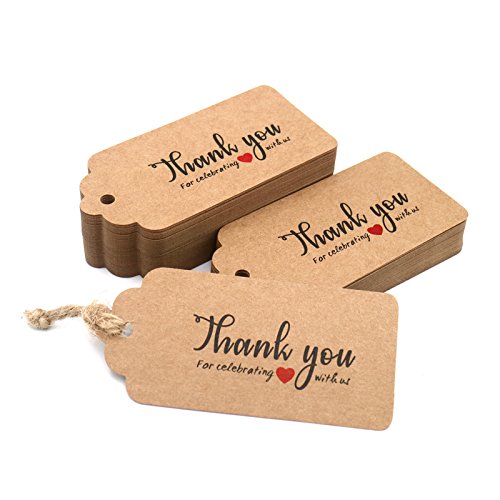 Thank You for Celebrating with US,Original Design Kraft Paper Tags,100PCS Brown Tags Perfect for Baby Shower, Wedding and Party Favor - G2plus