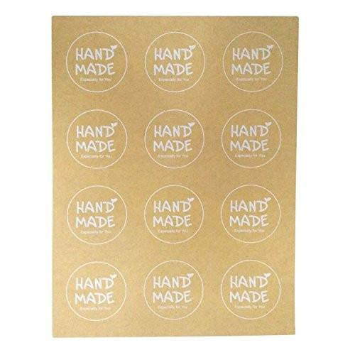 Handmade Stickers, G2PLUS Handmade Especially for You Kraft Paper Sticker Labels for Soap, Baking, DIY Gift Packaging (10 Sheets x 12 PCS) - G2plus