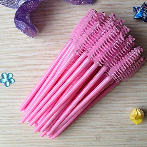 300PCS Disposable Light Pink Eyelash Brushes Mascara Wands Makeup Brush Kit Cosmetic Applicators (50Pcs X 6 Pack)