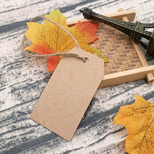 100 PCS Kraft Gift Tags 4 CM * 7 CM Blank Label Paper Wedding Labels Birthday Luggage Tags Brown Hang Tag with 30 Meters Jute Twine - G2plus