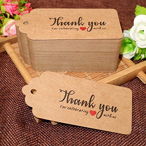 Thank You for Celebrating with US,Original Design Kraft Paper Tags,100PCS Brown Tags Perfect for Baby Shower, Wedding and Party Favor - G2plus