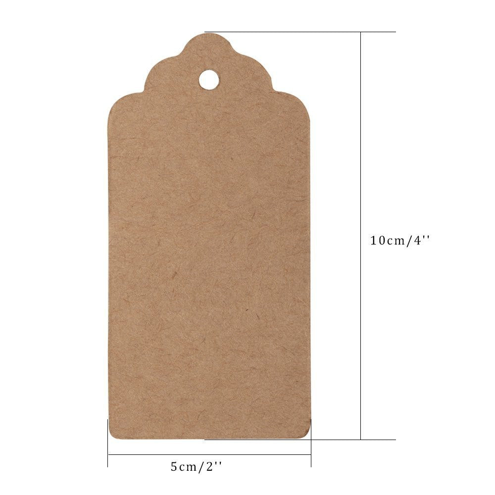 100 PCS Kraft Paper Christmas Gift Tags with String Wedding Brown Rectangle Craft Hang Tags Bonbonniere Favor Gift Tags with Jute Twine 30 Meters Long for Crafts, Price Tags Labels - G2plus