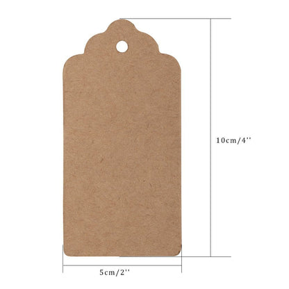 100 PCS Kraft Paper Christmas Gift Tags with String Wedding Brown Rectangle Craft Hang Tags Bonbonniere Favor Gift Tags with Jute Twine 30 Meters Long for Crafts, Price Tags Labels - G2plus