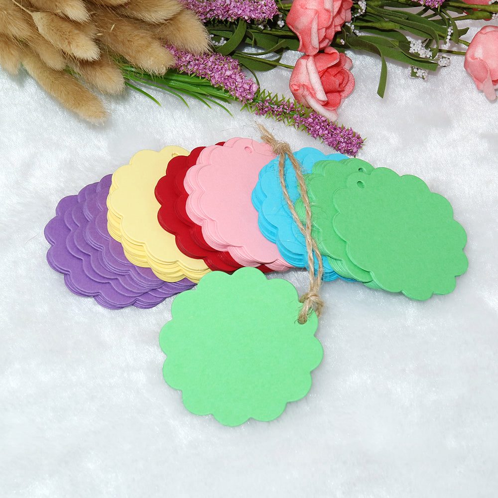 120 PCS Colored Gift Tags, 6 cm Hang Paper Tags with 20 Meters String Perfect as Wedding/Price Tags; Gift Label (Colored) - G2plus