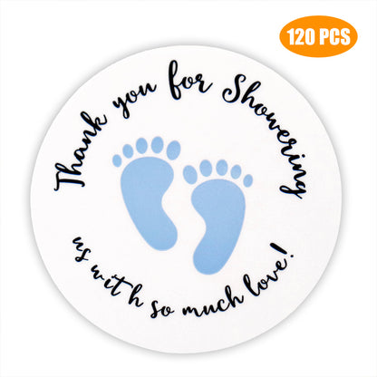 Original Design 120PCS Baby Shower Stickers,Thanks for Showering us,1.5inch Girl Boy & Gender Neutral Round Shower Stickers - G2plus