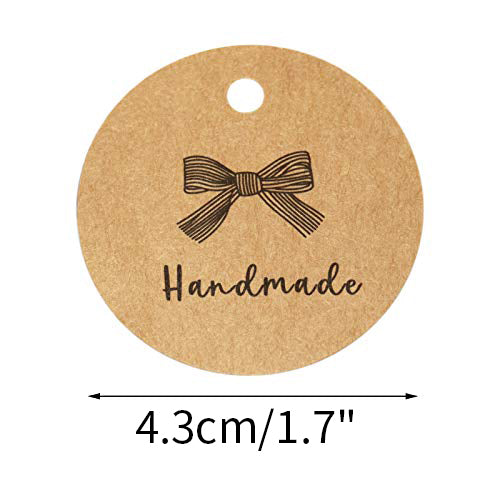 100 PCS Kraft Gift Tags 5 cm"Handmade" Label Birthday Luggage Tags Paper Wedding Labels Brown Hang Tag with 30 Meters Jute Twine - G2plus