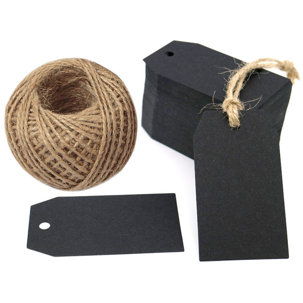 G2PLUS 100 Pcs Kraft Paper Gift Tags Hollow Heart Wedding Favor Tags 4cm x 9cm with 100 Feet Jute Twine