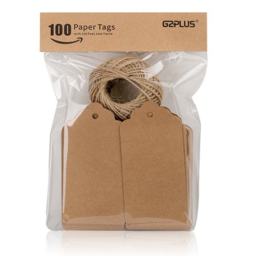 G2PLUS 100 PCS Kraft Gift Tags 5 cm * 10 cm Blank Label Paper Wedding Labels Birthday Luggage Tags Brown Hang Tag with 30 Meters Jute Twine - G2plus