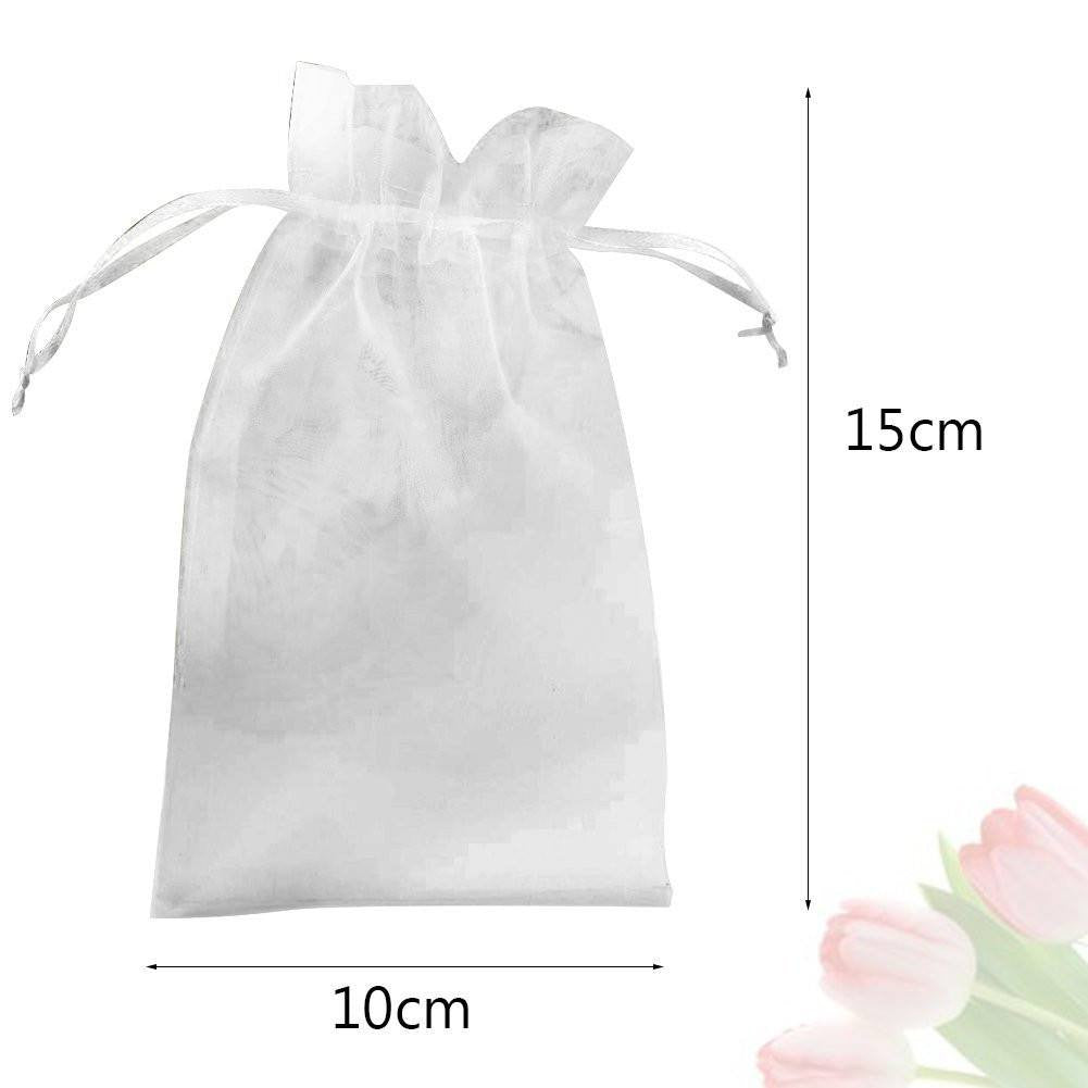 Organza Bags, G2PLUS 100 PCS 10X15CM (4X6") Drawstring Organza Jewelry Pouches Wedding Party Festival Favor Gift Bags Candy Bags (White) - G2plus