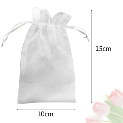 Organza Bags, G2PLUS 100 PCS 10X15CM (4X6") Drawstring Organza Jewelry Pouches Wedding Party Festival Favor Gift Bags Candy Bags (White) - G2plus