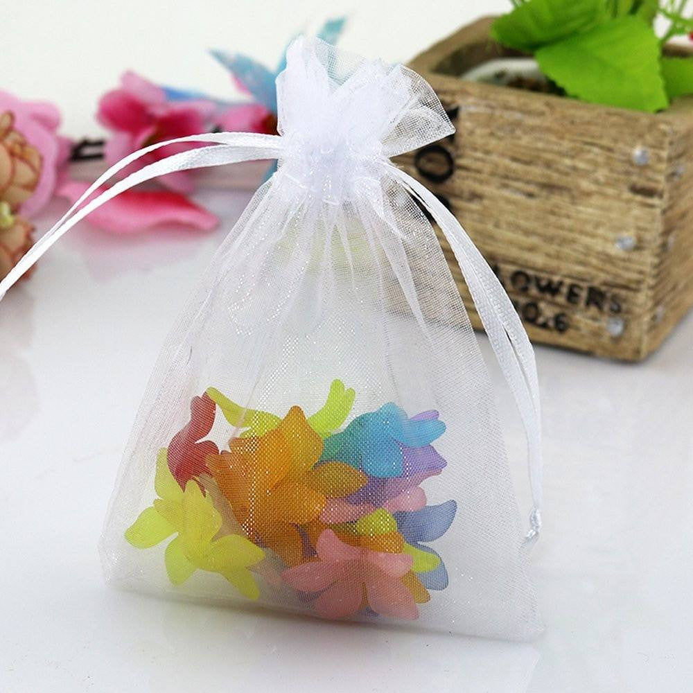 Organza Bags, G2PLUS 100 PCS 10X15CM (4X6") Drawstring Organza Jewelry Pouches Wedding Party Festival Favor Gift Bags Candy Bags (White) - G2plus