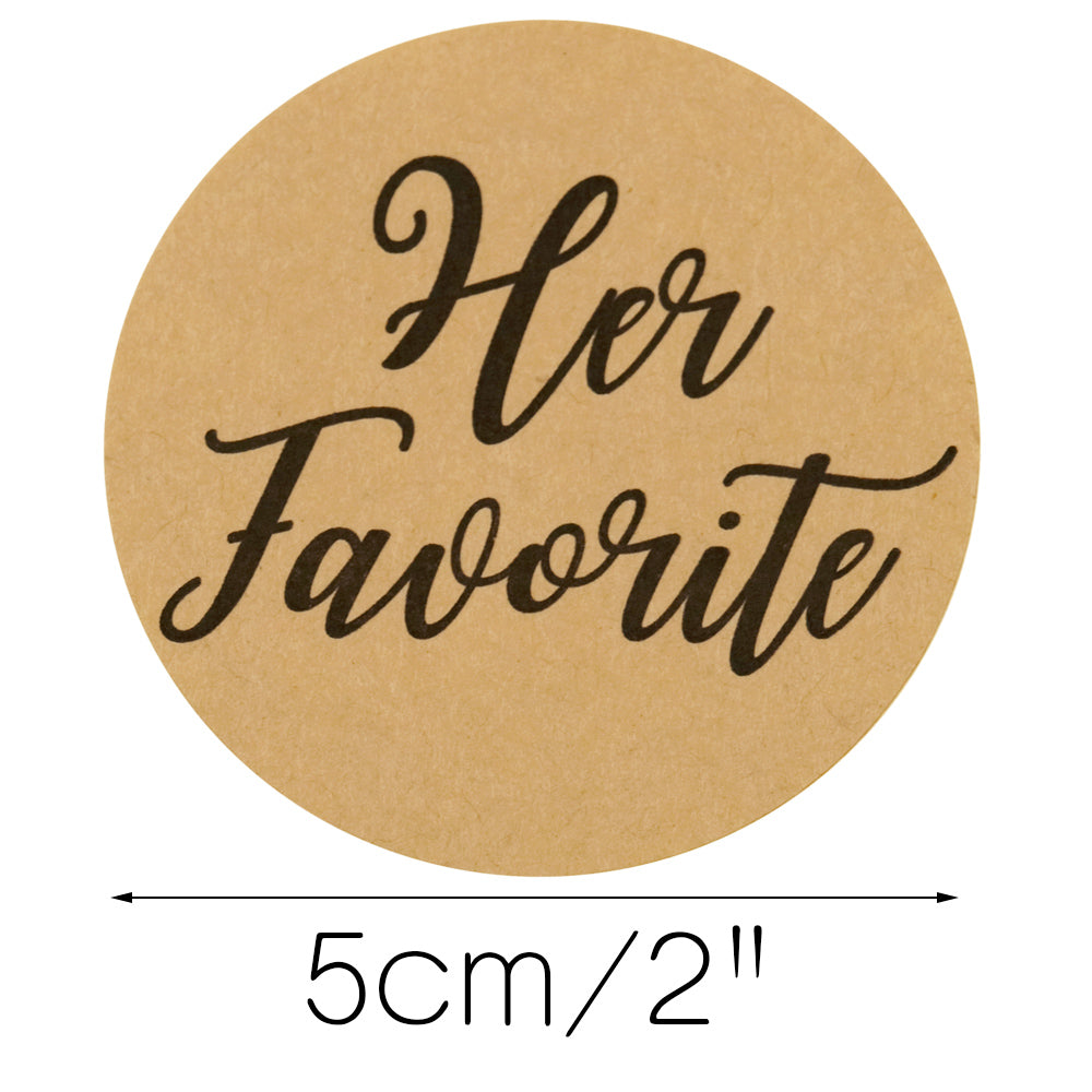 Original Design 96PCS His Favorite & Her Favorite Wedding Stickers, Round Sealing Labels for Invitation Envelopes for Wedding, Baby Shower, Party Supplies (Kraft Paper) - G2plus