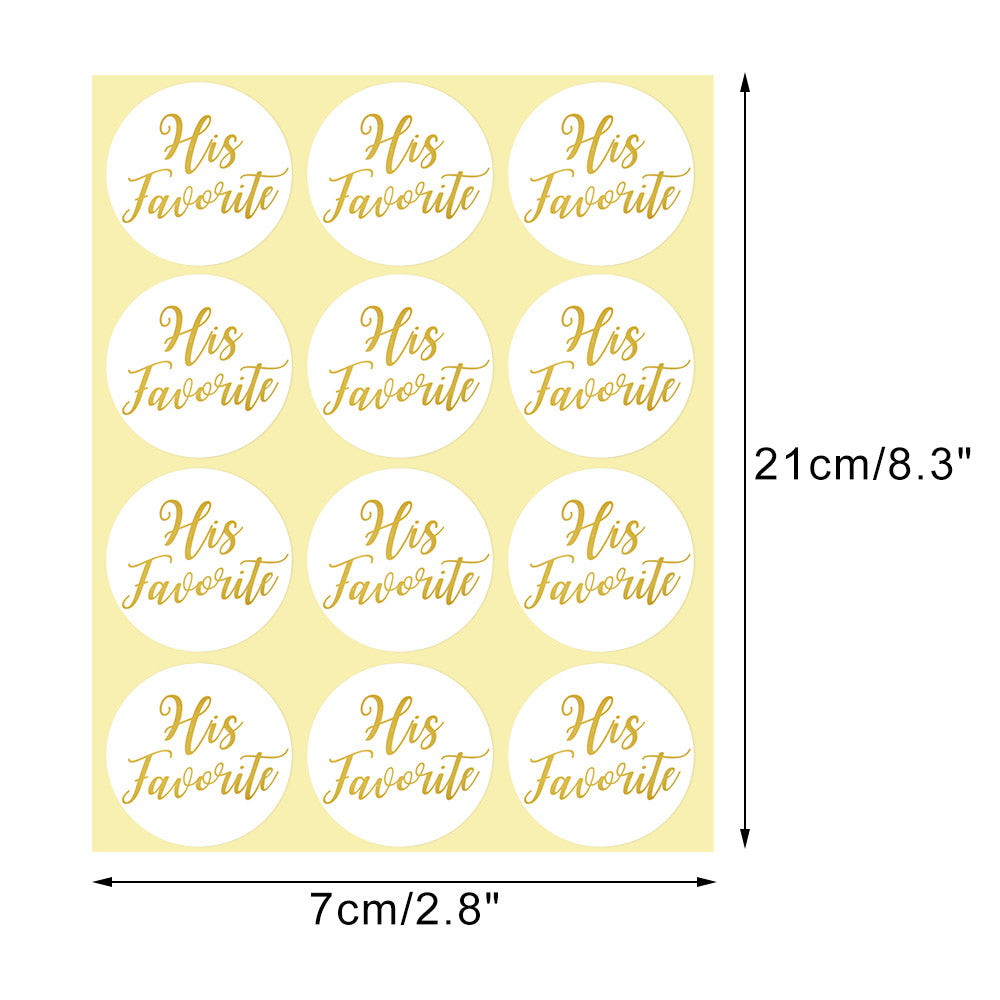 Original Design 96PCS His Favorite & Her Favorite Wedding Stickers, Round Sealing Labels for Invitation Envelopes for Wedding, Baby Shower, Party Supplies (Gold) - G2plus